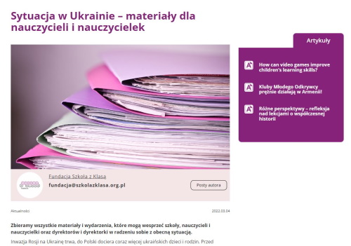 Sytuacja w Ukrainie- materiały dla nauczycieli i nauczycielek